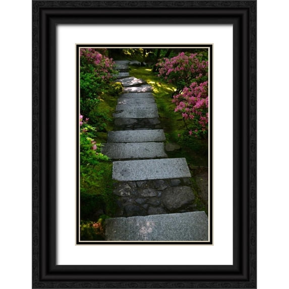 Moore, Brian 17x24 Black Ornate Wood Framed with Double Matting Museum Art Print Titled - Garden Stairs I