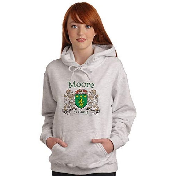 Moore Irish Coat of Arms Ash Hooded Sweatshirt