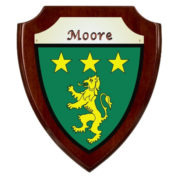 Moore Irish Coat of Arms Shield Plaque - Rosewood Finish