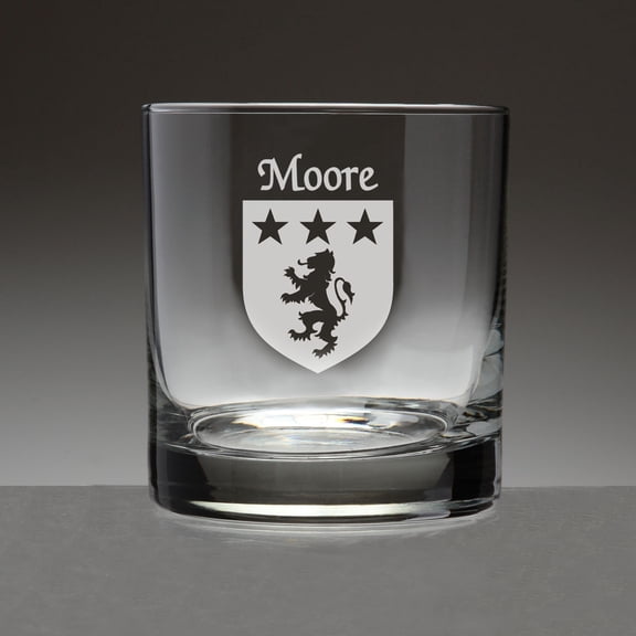 Moore Irish Coat of Arms Tumbler Glasses - Set of 4 (Sand Etched)