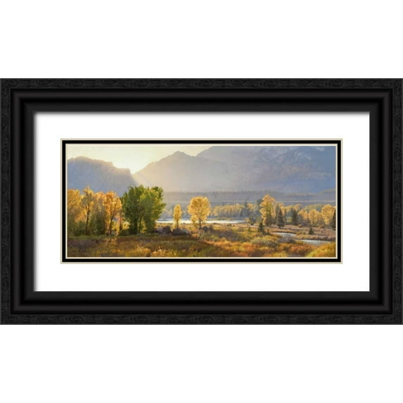 Moore, Jay 14x8 Black Ornate Wood Framed with Double Matting Museum Art Print Titled - Evening Theatre