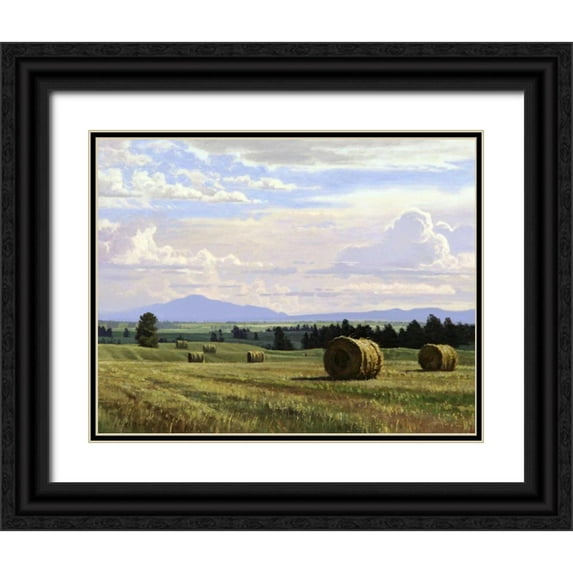 Moore, Jay 32x26 Black Ornate Wood Framed with Double Matting Museum Art Print Titled - Fresh Cut Hay