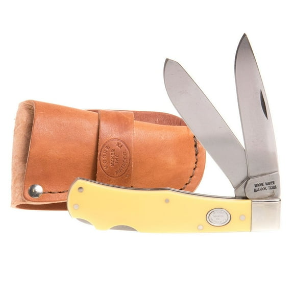 Moore Maker Yellow Delrin Jumbo Lockback Trapper