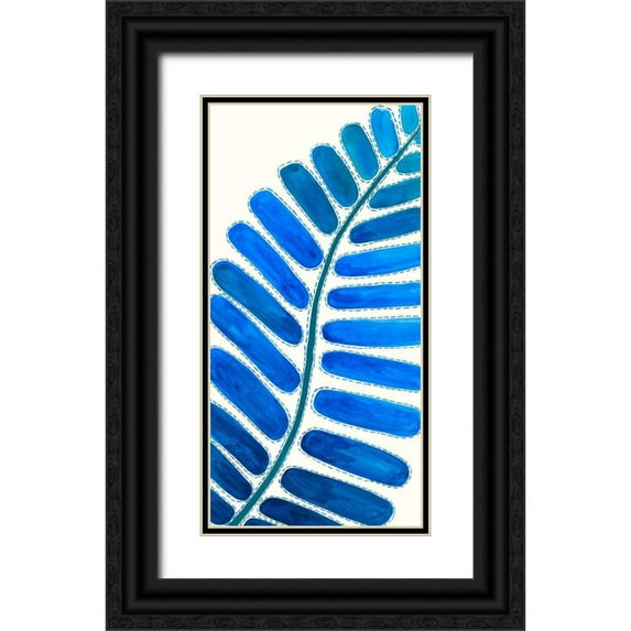 Moore, Regina 11x18 Black Ornate Wood Framed with Double Matting Museum Art Print Titled - Mod Leaf Motif I