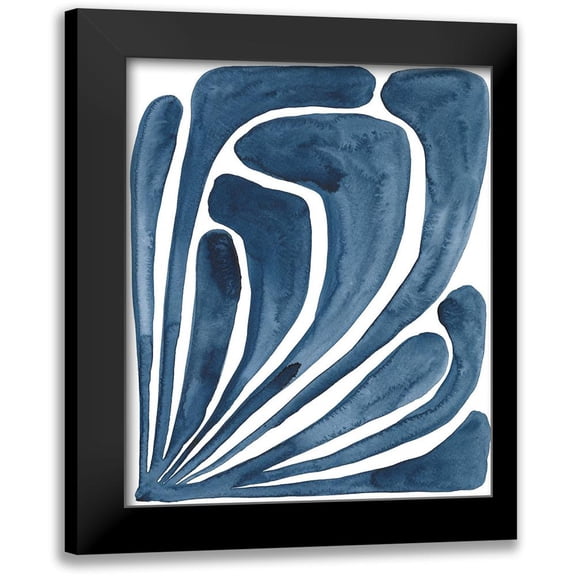 Moore, Regina 12x14 Black Modern Framed Museum Art Print Titled - Blue Stylized Leaf II