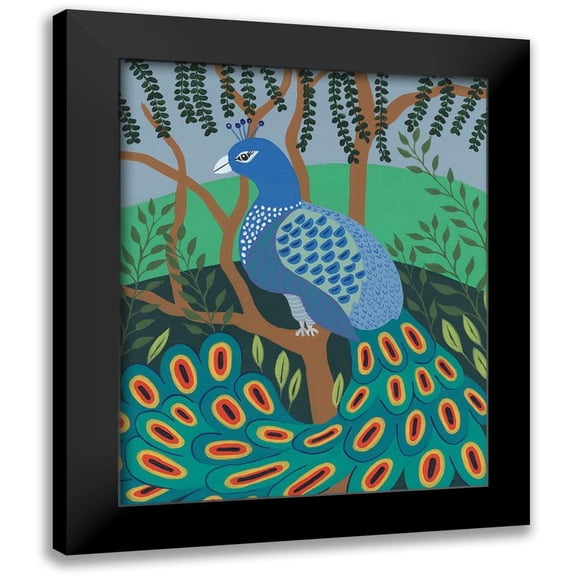 Moore, Regina 12x14 Black Modern Framed Museum Art Print Titled - Dandy Peacock II