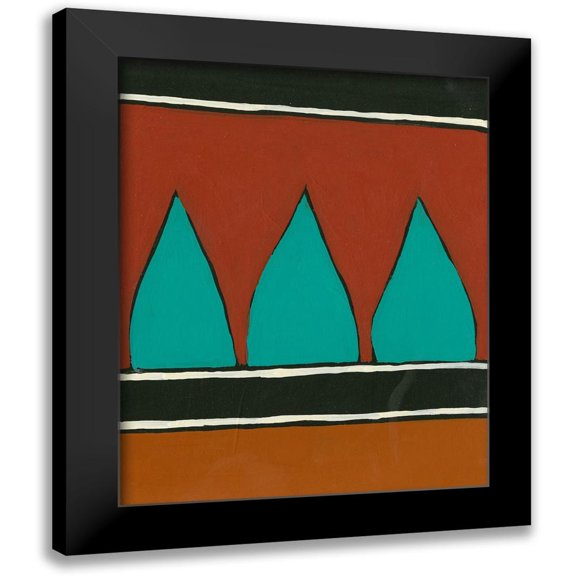 Moore, Regina 12x14 Black Modern Framed Museum Art Print Titled - Rust and Teal Patterns II