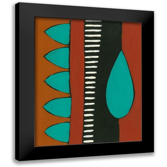 Moore, Regina 12x14 Black Modern Framed Museum Art Print Titled - Rust and Teal Patterns I