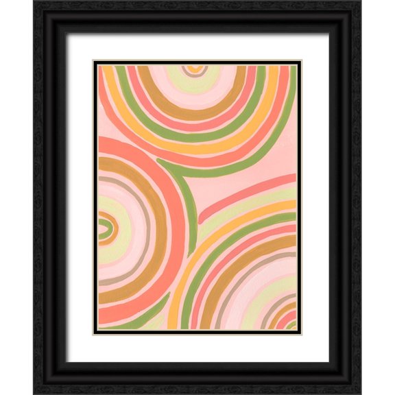 Moore, Regina 12x14 Black Ornate Wood Framed with Double Matting Museum Art Print Titled - Abstract Rainbow II