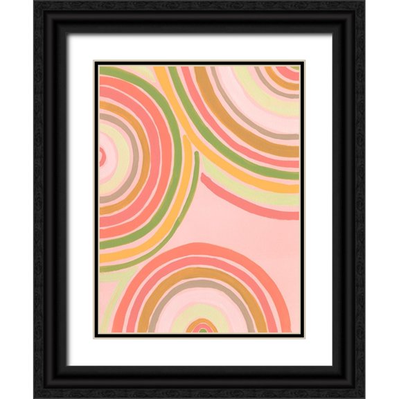 Moore, Regina 12x14 Black Ornate Wood Framed with Double Matting Museum Art Print Titled - Abstract Rainbow I