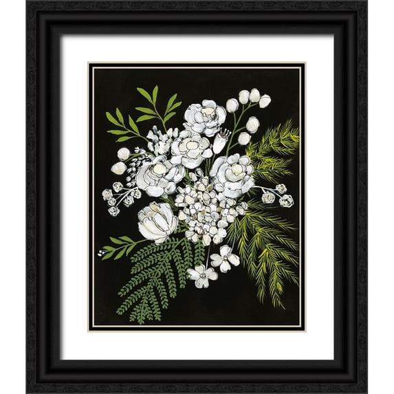Moore, Regina 12x14 Black Ornate Wood Framed with Double Matting Museum Art Print Titled - Alabaster Bouquet I