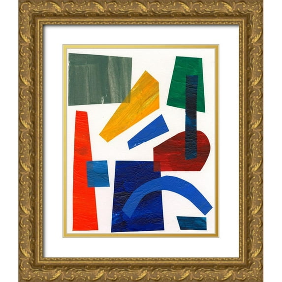Moore, Regina 12x14 Gold Ornate Wood Framed with Double Matting Museum Art Print Titled - Colorful Shapes I