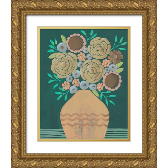 Moore, Regina 12x14 Gold Ornate Wood Framed with Double Matting Museum Art Print Titled - Flower Garden Bouquet II
