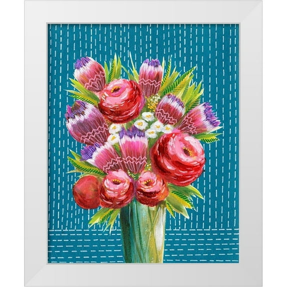 Moore, Regina 12x14 White Modern Wood Framed Museum Art Print Titled - Bashful Bouquet II