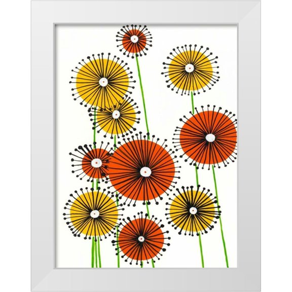 Moore, Regina 12x14 White Modern Wood Framed Museum Art Print Titled - Flower Wheels I