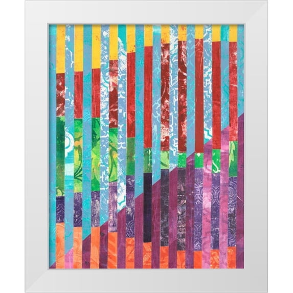 Moore, Regina 12x14 White Modern Wood Framed Museum Art Print Titled - Quilted Monoprints III