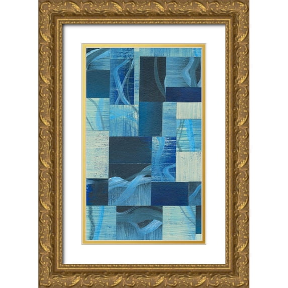 Moore, Regina 12x18 Gold Ornate Wood Framed with Double Matting Museum Art Print Titled - Denim Blocks I
