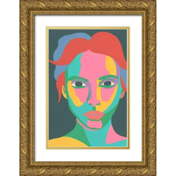 Moore, Regina 13x18 Gold Ornate Wood Framed with Double Matting Museum Art Print Titled - Colorblock Face I