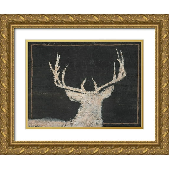 Moore, Regina 14x12 Gold Ornate Wood Framed with Double Matting Museum Art Print Titled - Brow Tine Deer II