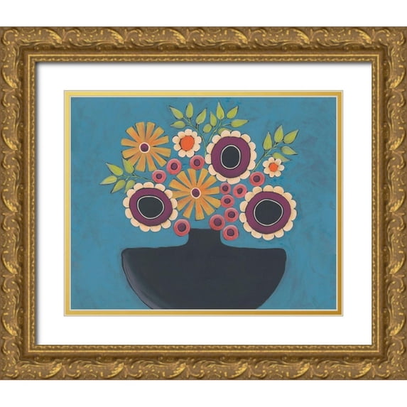 Moore, Regina 14x12 Gold Ornate Wood Framed with Double Matting Museum Art Print Titled - Flowers Galore III