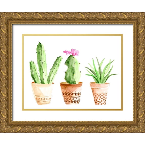 Moore, Regina 14x12 Gold Ornate Wood Framed with Double Matting Museum Art Print Titled - Patterned Pots II