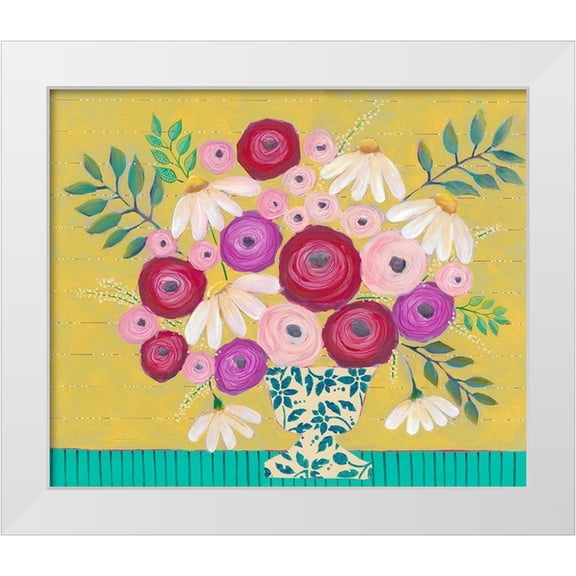 Moore, Regina 14x12 White Modern Wood Framed Museum Art Print Titled - Bold Flowers II