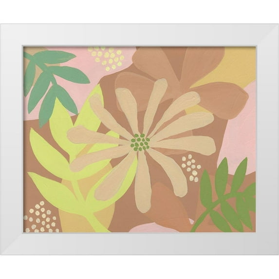 Moore, Regina 14x12 White Modern Wood Framed Museum Art Print Titled - Neutral Blooms II