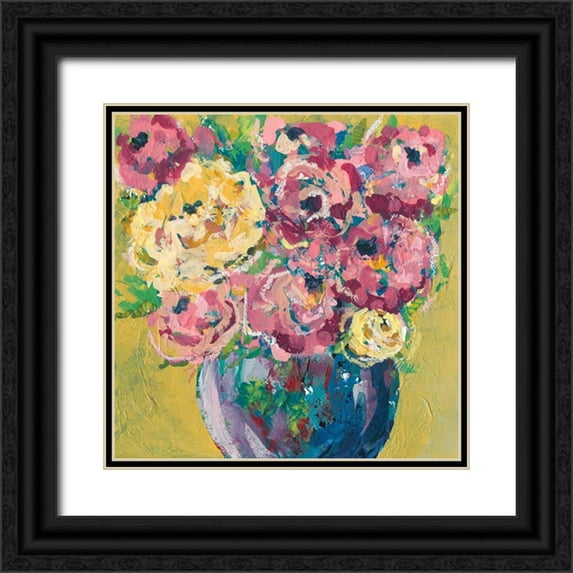 Moore, Regina 15x15 Black Ornate Wood Framed with Double Matting Museum Art Print Titled - Chaos Floral V