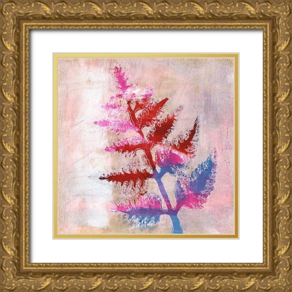 Moore, Regina 15x15 Gold Ornate Wood Framed with Double Matting Museum Art Print Titled - Dappled Fern I
