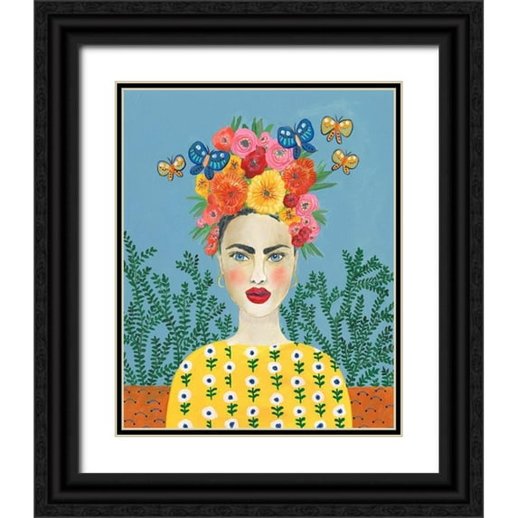 Moore, Regina 15x18 Black Ornate Wood Framed with Double Matting Museum Art Print Titled - Frida Headdress I