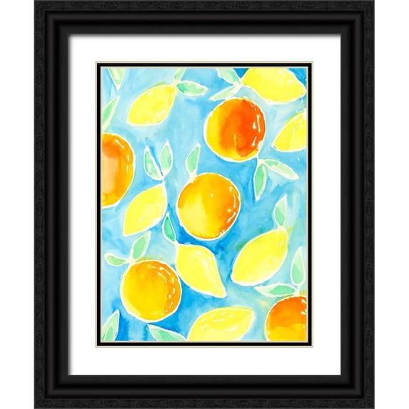Moore, Regina 15x18 Black Ornate Wood Framed with Double Matting Museum Art Print Titled - Summer Citrus II