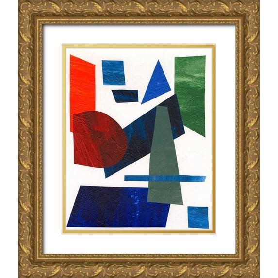 Moore, Regina 15x18 Gold Ornate Wood Framed with Double Matting Museum Art Print Titled - Colorful Shapes III