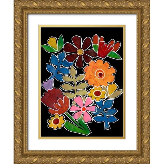 Moore, Regina 15x18 Gold Ornate Wood Framed with Double Matting Museum Art Print Titled - Layered Floral II