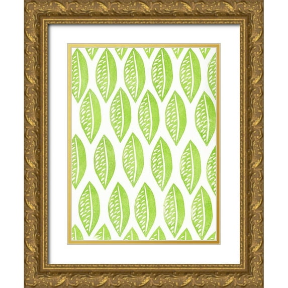 Moore, Regina 15x18 Gold Ornate Wood Framed with Double Matting Museum Art Print Titled - Lino Leaf I