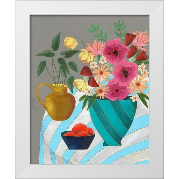 Moore, Regina 15x18 White Modern Wood Framed Museum Art Print Titled - Striped Tablecloth II