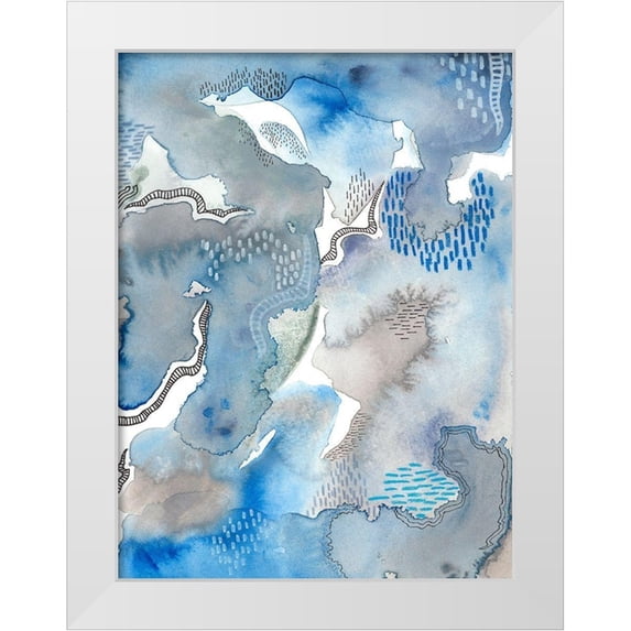 Moore, Regina 19x24 White Modern Wood Framed Museum Art Print Titled - Subtle Blues II
