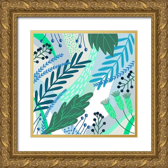 Moore, Regina 20x20 Gold Ornate Wood Framed with Double Matting Museum Art Print Titled - Semi-Tropical Fun II
