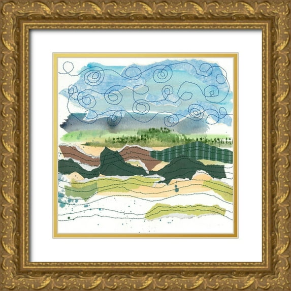Moore, Regina 20x20 Gold Ornate Wood Framed with Double Matting Museum Art Print Titled - Stitched Landscape IV