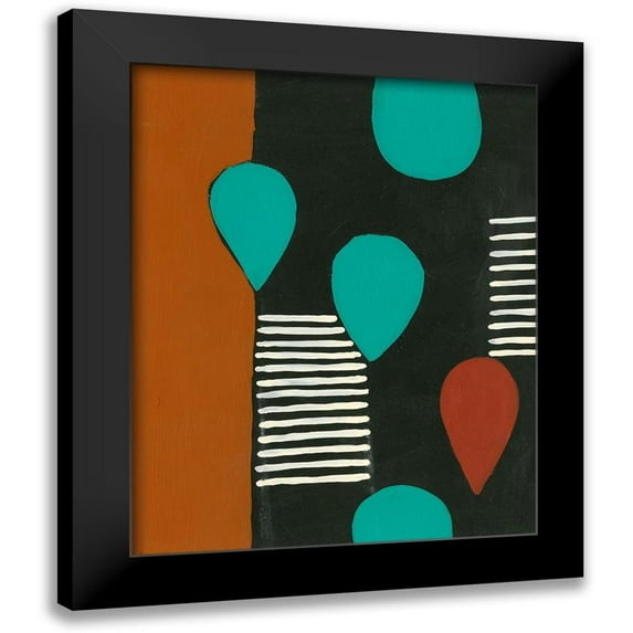 Moore, Regina 20x24 Black Modern Framed Museum Art Print Titled - Rust and Teal Patterns III