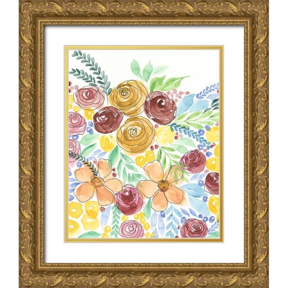 Moore, Regina 20x24 Gold Ornate Wood Framed with Double Matting Museum Art Print Titled - Flower Carousel I