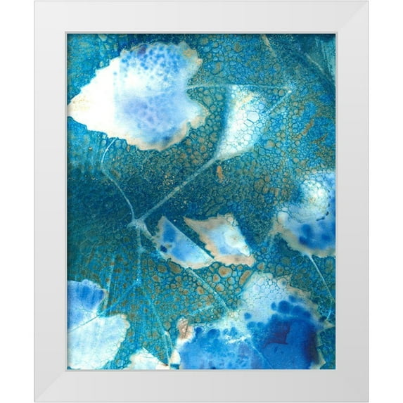 Moore, Regina 20x24 White Modern Wood Framed Museum Art Print Titled - Cyanotype Leaves I