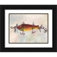 thumbnail image 1 of Moore, Regina 24x19 Black Ornate Wood Framed with Double Matting Museum Art Print Titled - Retro Fishing Lure V, 1 of 4