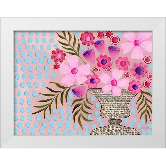 Moore, Regina 24x19 White Modern Wood Framed Museum Art Print Titled - Cheeky Pink Floral II