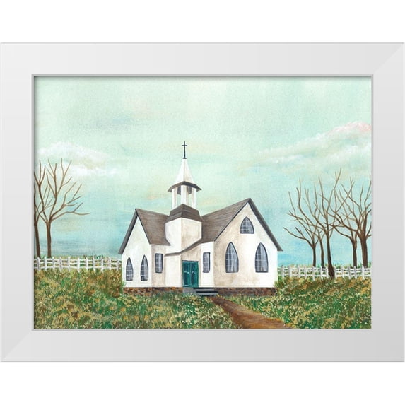 Moore, Regina 24x19 White Modern Wood Framed Museum Art Print Titled - Country Church III