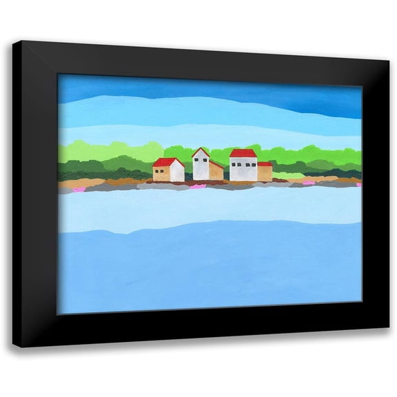 Moore, Regina 24x20 Black Modern Framed Museum Art Print Titled - Red Roof Landscape I