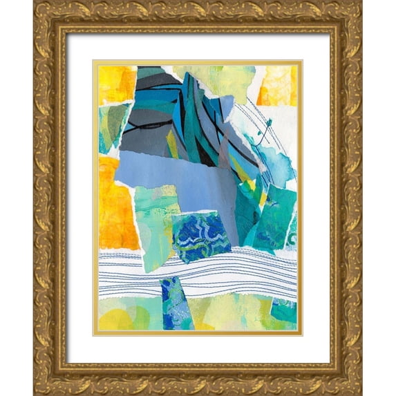 Moore, Regina 25x32 Gold Ornate Wood Framed with Double Matting Museum Art Print Titled - Reclaimed Collage V