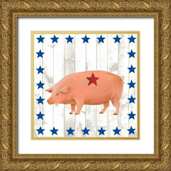 Moore, Regina 26x26 Gold Ornate Wood Framed with Double Matting Museum Art Print Titled - Americana Animals IV