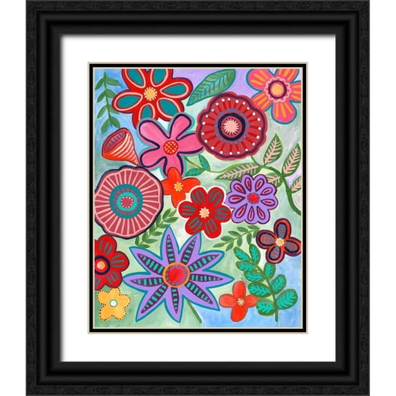 Moore, Regina 26x32 Black Ornate Wood Framed with Double Matting Museum Art Print Titled - Colorful Flores I