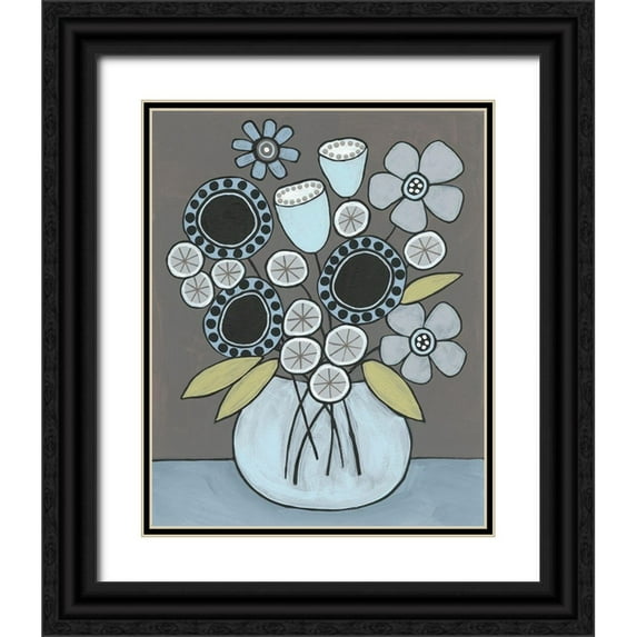 Moore, Regina 26x32 Black Ornate Wood Framed with Double Matting Museum Art Print Titled - Happy Garden Flowers I