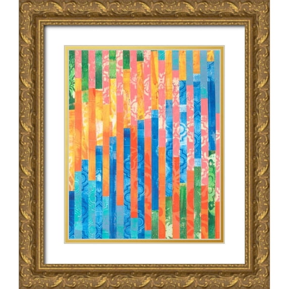 Moore, Regina 26x32 Gold Ornate Wood Framed with Double Matting Museum Art Print Titled - Quilted Monoprints V